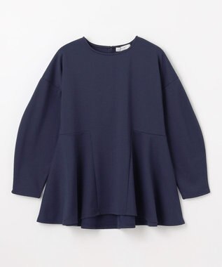 ANY ジョーゼット裏起毛ペプラムプルオーバー ネイビー