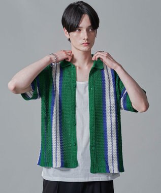 WEGO ラインニットシャツ（SS） グリーン