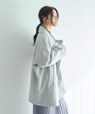 YECCA VECCA ウール混ミドル丈スタンドカラーコート Light Gray
