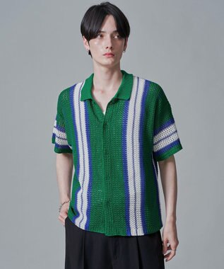 WEGO ラインニットシャツ（SS） グリーン