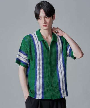 WEGO ラインニットシャツ（SS） グリーン