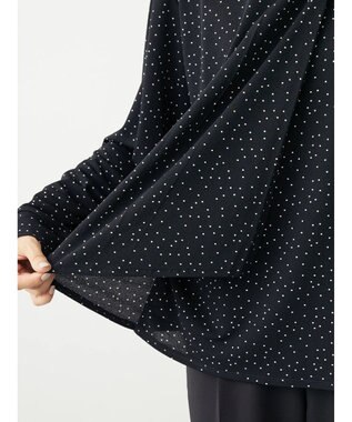 Green Parks ＢＰ　襟タック長袖ブラウソー Black