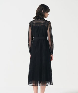 GRACE CONTINENTAL ストライプレースシャツワンピース ブラック