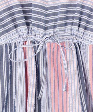 J.PRESS YORK STREET 【WOMEN】マルチストライプ シャツワンピース レッド系1