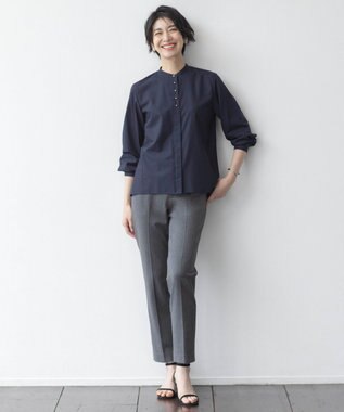 J.PRESS LADIES T/Rアルガンシルク テーパード パンツ ライトグレー系