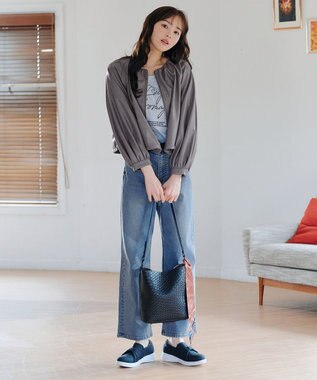 Tiaclasse 【安田美沙子さん/小倉優子さん着用】【洗える】ストレッチワイドデニム ブルー