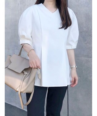 Green Parks AnriettMusee パフスリーブペプラムブラウス Off White