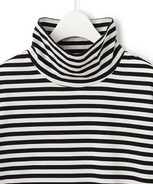 ICB 【洗える】CottonSingleJersey ハイネックプルオーバー ブラックボーダー系