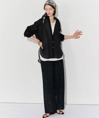 23区 【見上愛さん着用/Oggi・CanCam掲載】ポインテッド Tストラップ サンダル ブラック系