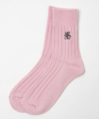WEGO ガーリーロゴ刺繍ソックス ピンク