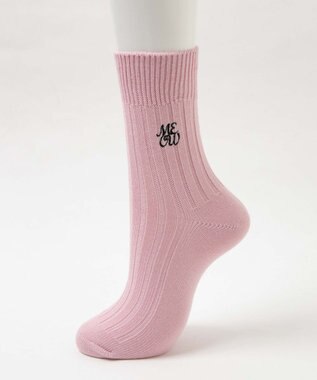 WEGO ガーリーロゴ刺繍ソックス ピンク