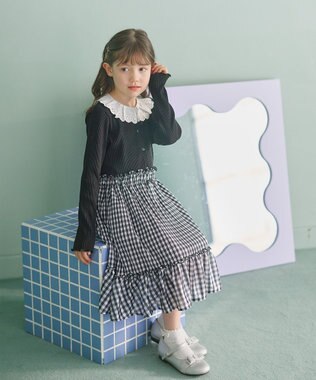 組曲 KIDS 【150-160㎝】フリルリブ2WAY トップス ブラック系