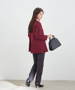 Tiaclasse 【洗える】美ラインタックボタンカットソートップス ボルドー