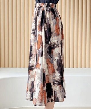 Tiaclasse 【洗える】ペイント柄スカート オレンジ