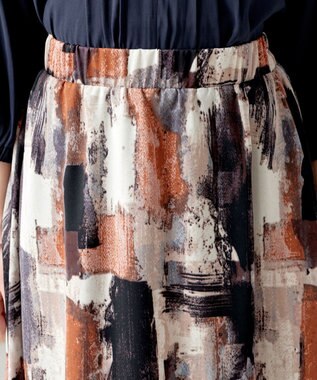 Tiaclasse 【洗える】ペイント柄スカート オレンジ