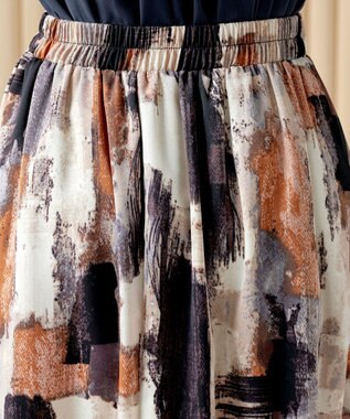 Tiaclasse 【洗える】ペイント柄スカート オレンジ