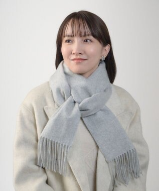 MOONBAT プラスムーンバット (+moonbat) カシミヤ100％無地マフラー 洗える 190㎝×30㎝ グレー