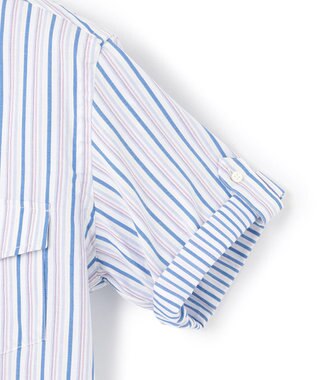 J.PRESS MEN オーガニックコットンダブルチューブマルチストライプシャツ ブルー系1