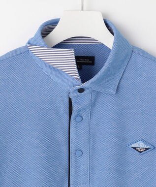 23区GOLF 長く愛せる定番人気！【MEN】【日本製】ハニカムカノコ 長袖ポロシャツ サックスブルー系