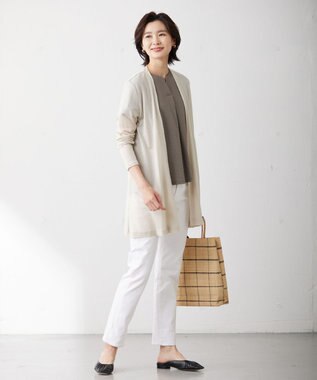 J.PRESS LADIES L 【WEB限定カラーあり・抗菌消臭・吸水速乾】サッカージャージー キーネック カットソー ブラウン系
