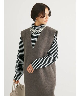 Green Parks ・ＥＬＥＮＣＡＲＥ　ＤＵＥ　ブークレＶネックジャンスカ Charcoal Gray