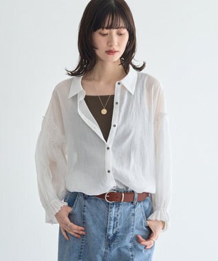 YECCA VECCA 綿麻シアーボリュームギャザーシャツ
