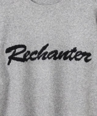 UNFILO ふわふわニット ロゴジャガード グレー×ブラックロゴ