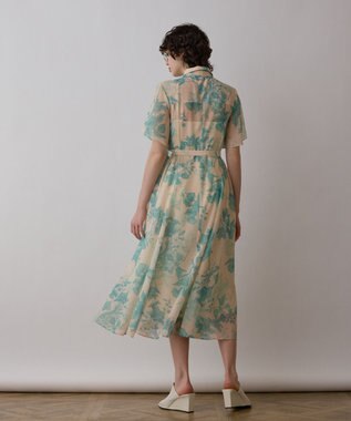 GRACE CONTINENTAL シャドーフラワープリントワンピース グリーン