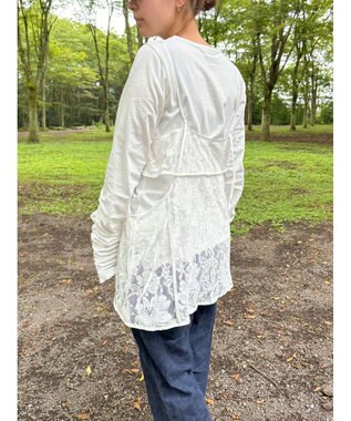 Green Parks AnriettMusee シャーリングスリーブＴシャツ＋レースキャミソールＳＥＴ Off White