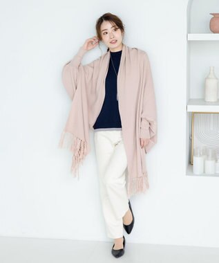 Tiaclasse 【洗える】ストール風カーディガン ピンク