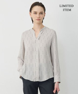 ICB L 【新色追加・WEB限定】BackSatinAmunzen キーネックブラウス