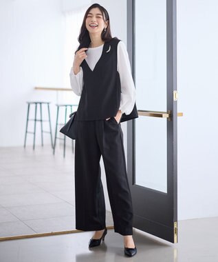 ANY 【2SET】ハンサムジレ×ワイドパンツセット ブラック