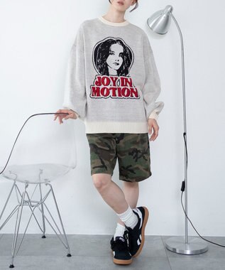 WEGO 【洗える】グラフィックニットBIGプルオーバー 柄4