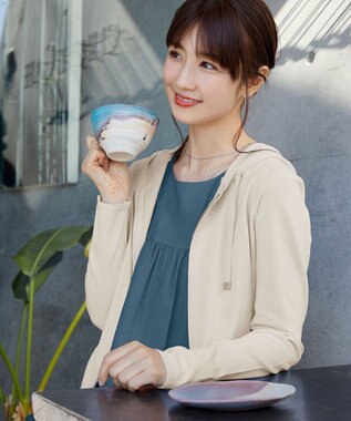 Tiaclasse L 【小倉優子さん着用】【洗える】サマーニットショートパーカー ライトベージュ