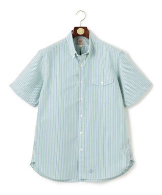 J.PRESS MEN 風が通るシアサッカーの清涼感【吸水速乾 / 高通気性】【クールマックス】サッカーストライプ シャツ / B.D. グリーン系1