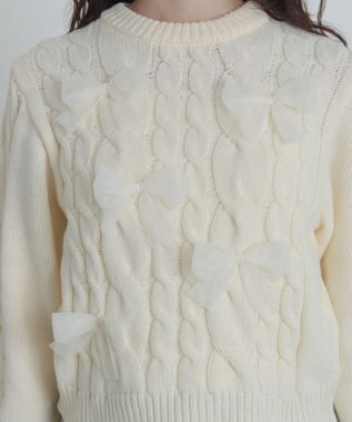 WEGO チュールリボンケーブルニット ホワイトアイボリー