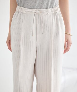 earth music&ecology 【セットアップ対応】リネンライクリラックスパンツ Stripe Ivory