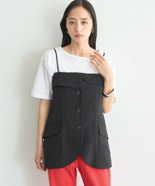 earth music&ecology 【セットアップ対応】フラップボタンビスチェ