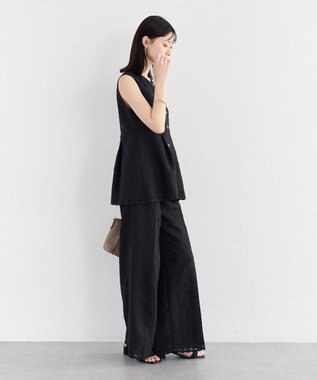 YECCA VECCA 刺繍ペプラムジレ Black