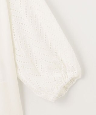 ANY 【洗濯機可】エンブロイダリー スキッパーチュニックブラウス オフ