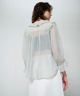 GRACE CONTINENTAL ドットラッフルブラウス ホワイト