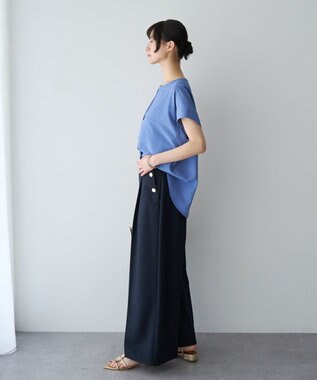 YECCA VECCA 【マシンウォッシャブル】サラサラスキッパーブラウス Blue