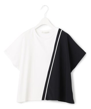 ICB 【洗える】シルケットコンビスムース カットソー オフホワイト×ブラック系