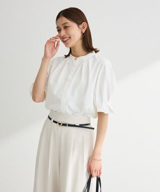 Green Parks タックショートスリーブブラウス Off White