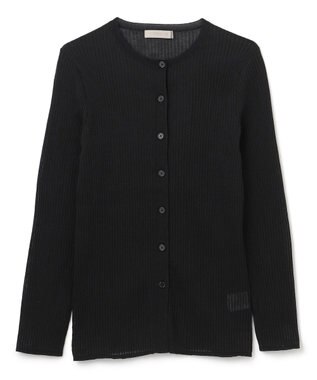 UNFILO シアーリブ ニットカーディガン ブラック