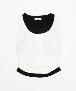 WEGO 【カップ付き】レイヤードデザインカップインタンク ホワイト