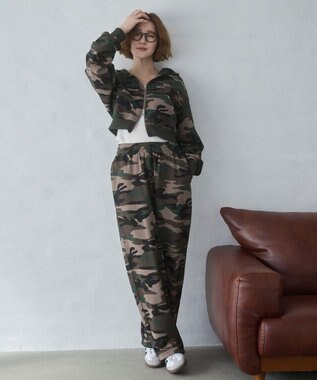 WEGO 【ウエストゴム/XSSMサイズ展開】スウェットワイドパンツ 柄1