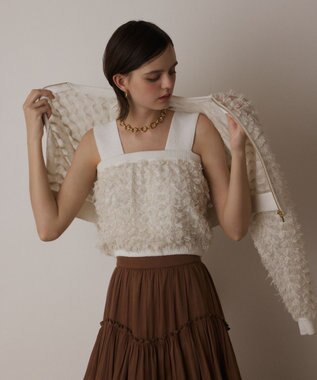 GRACE CONTINENTAL フリンジニットベアトップ