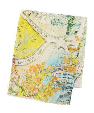 MOONBAT ハナト (Hanato) シルクコットンストール タウンマップ レモンイエロー