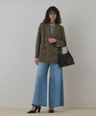 GRACE CONTINENTAL ハイウエストバギ－デニム ブルー